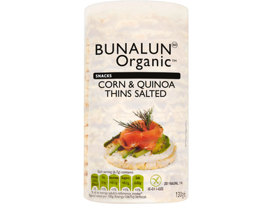 Bunalun Organic Salted Corn & Quinoa Thins 130g Meats & Eats