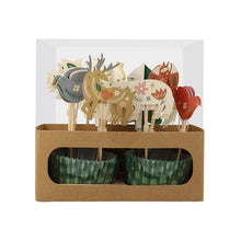Load image into Gallery viewer, Folk Woodland Cupcake Kit (x 24 toppers) Meats & Eats