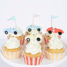 Load image into Gallery viewer, Meri Meri Race Cars Cupcake Kit Toppers, x24