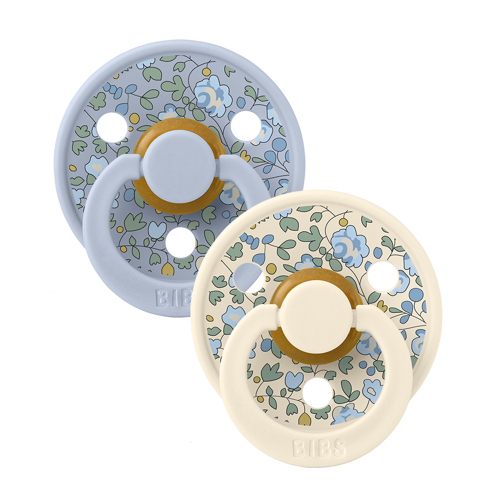 BIBS Colour 2 PACK Eloise Dusty Blue Mix - Round / Natural Rubber Size 1