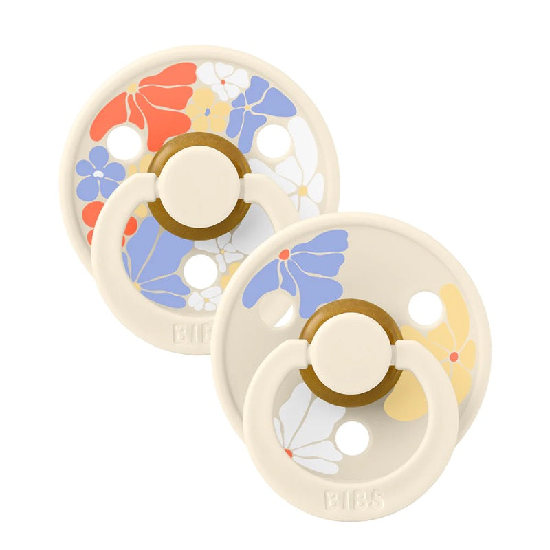 BIBS Colour 2 PACK Morning Bloom Latex Ivory Mix - Round / Natural Rubber Size 2