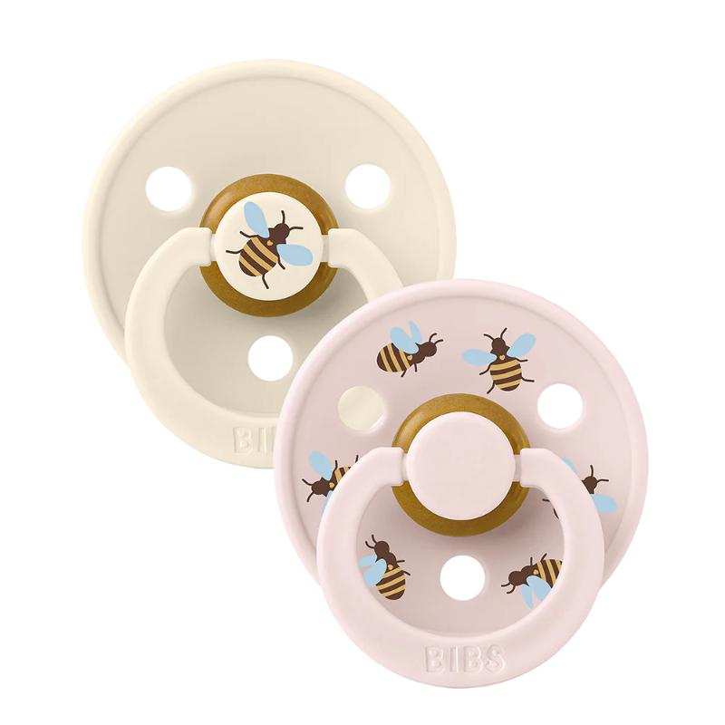BIBS Studio Colour Bumblebee Ivory & Petal - Round / Natural Rubber, Size 1