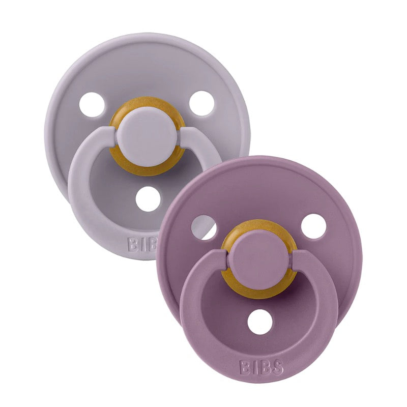 BIBS Colour 2 PACK Fossil Grey/Mauve - Symmetrical / Natural Rubber Size 1