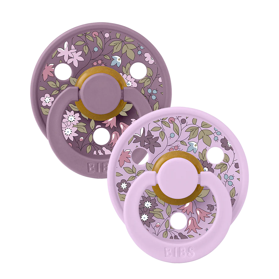 BIBS Colour 2 PACK Camomile Lawn Violet Sky Mix - Round / Natural Rubber Size 2