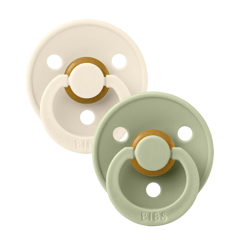BIBS Colour 2 PACK Ivory/Sage - Anatomical / Natural Rubber Size 2