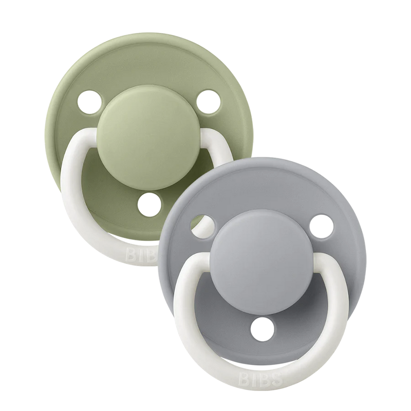 BIBS De Lux Glow Sage & Cloud - Round /Silicone, One Size