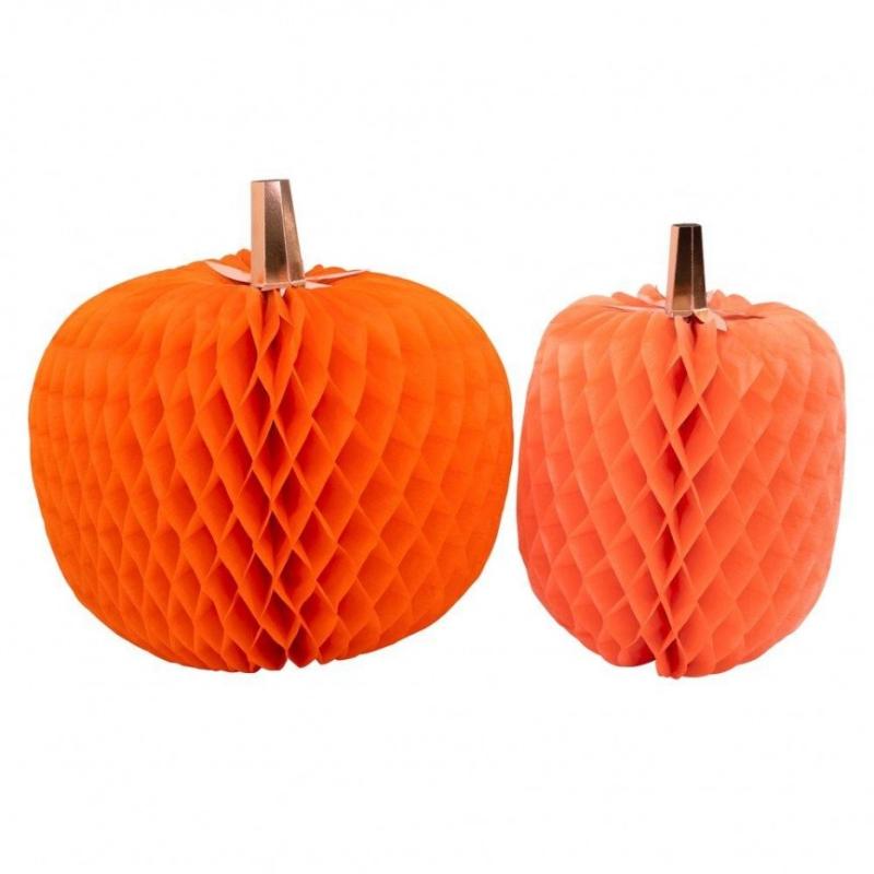 Halloween Honeycomb Pumpkins