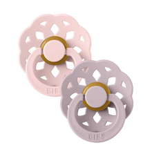 Load image into Gallery viewer, BIBS Boheme 2 PACK Blossom/Dusky Lilac - Round / Natural Rubber Size 1
