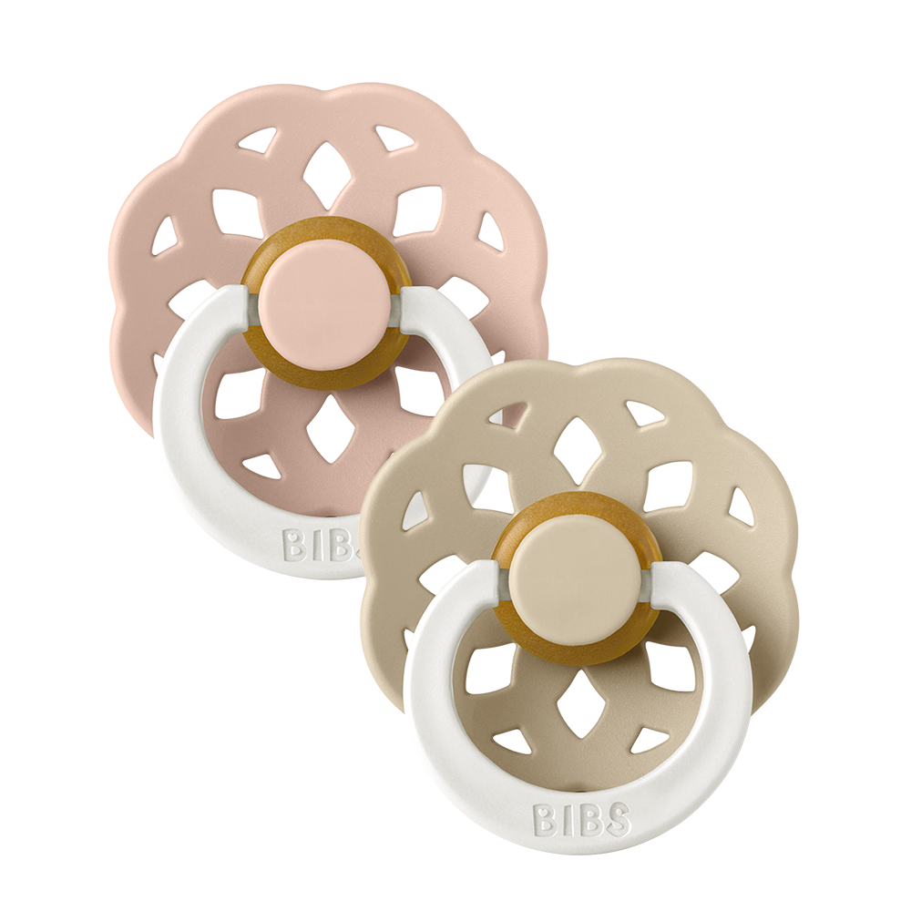 BIBS Boheme 2 PACK Blush Glow/Vanilla Glow - Round / Natural Rubber Size 1