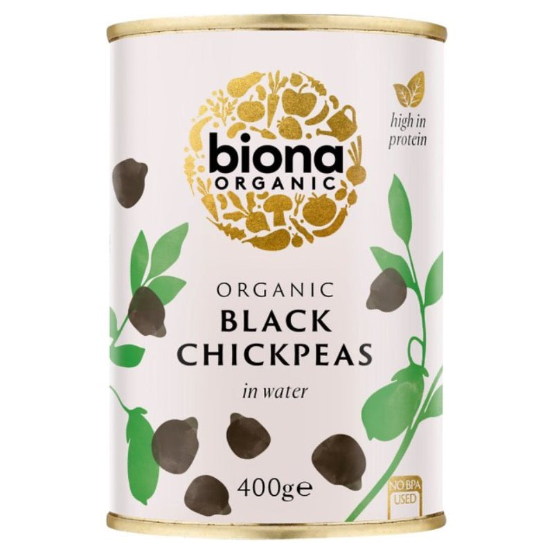 Biona Organic Black Chickpeas in Water, 400g