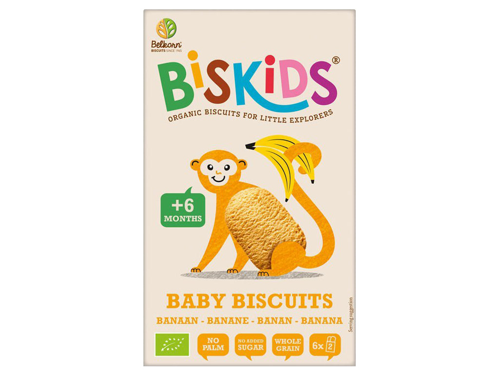 Belkorn Biskids Organic Banana Biscuits, 120g
