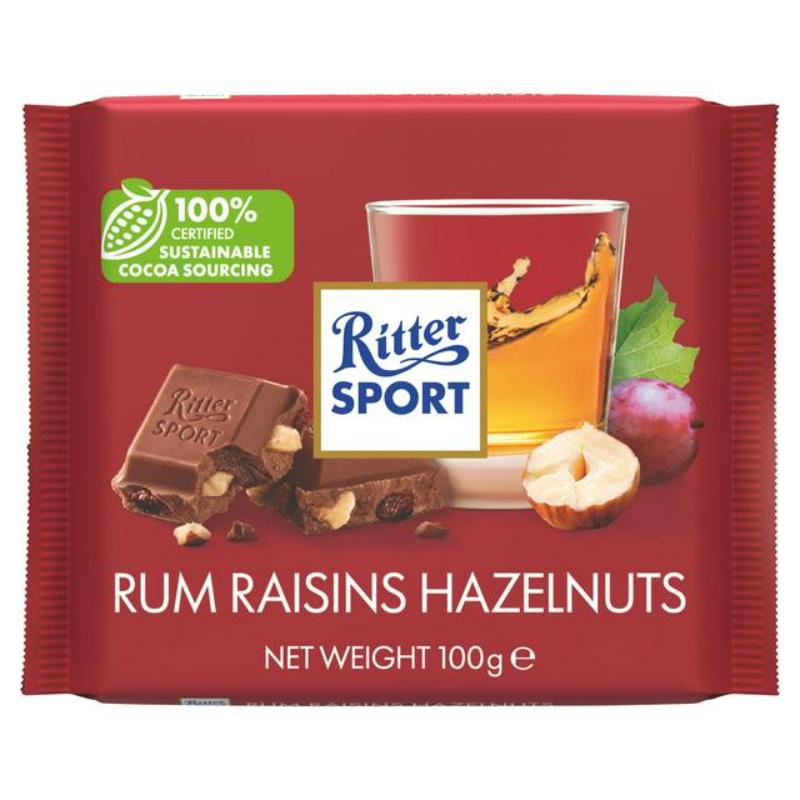 Ritter Sport Rum Raisins Hazelnut, 100g