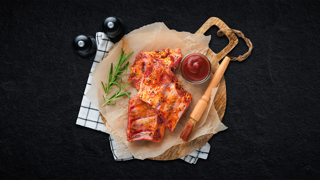 Fresh Pork Ribs marinated Sticky Maple, 500g