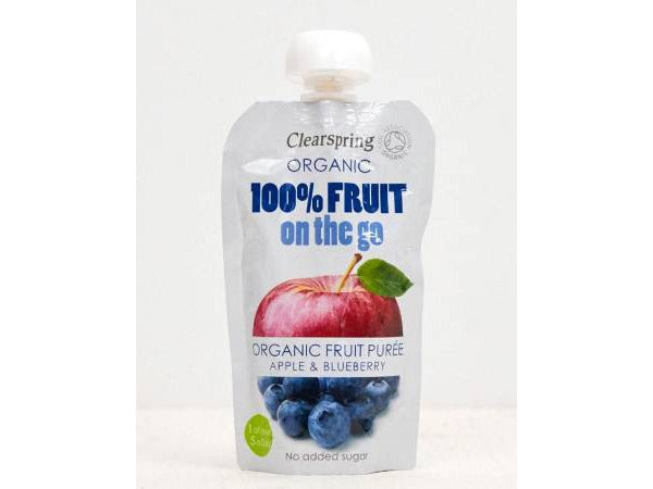 Clearspring Organic 100% Fruit Apple & Blueberry Purée Pouch, 120g