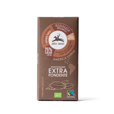 Alce Nero Organic Extra Dark Chocolate Bar 75% Cocoa 100g Meats & Eats