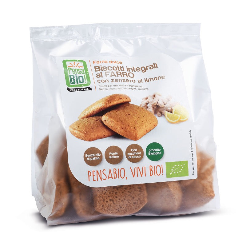 Pensa Bio Wholegrain Spelt Biscuits With Lemon & Ginger, 250g
