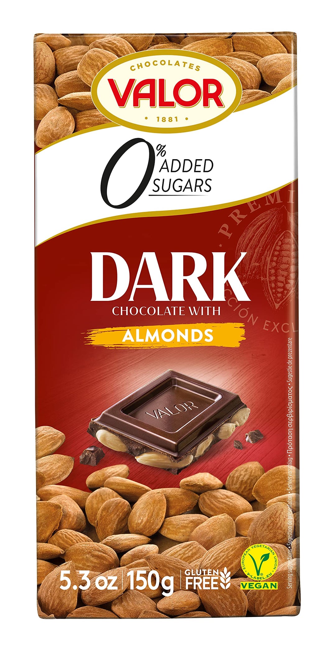 Valor Almonds Dark Chocolate Bar 150g