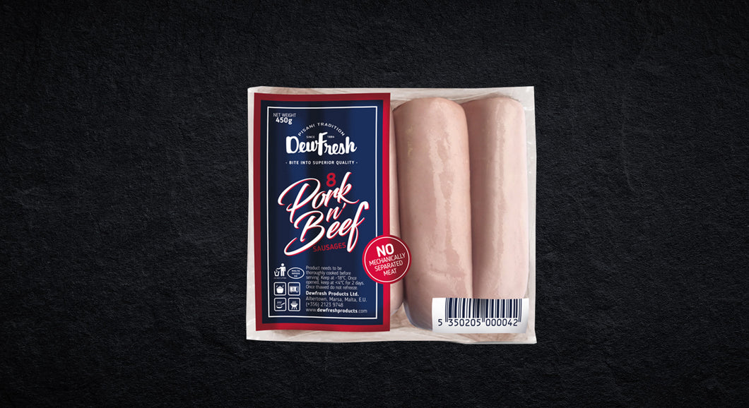 Dew Fresh Pork N' Beef Sausages, 450g X 8