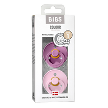Load image into Gallery viewer, BIBS Colour 2 PACK Lavender/Baby Pink - Round / Natural Rubber Size 1
