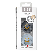 Load image into Gallery viewer, BIBS Colour 2 PACK Iron/Baby Blue - Round / Natural Rubber Size 2
