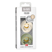Load image into Gallery viewer, BIBS Colour 2 PACK Ivory/Sage - Symmetrical / Natural Rubber Size 1
