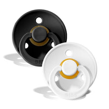 Load image into Gallery viewer, BIBS Colour 2 PACK Black/White - Round / Natural Rubber Size 2
