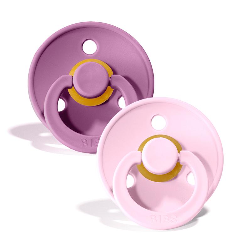 BIBS Colour 2 PACK Lavender/Baby Pink - Round / Natural Rubber Size 1