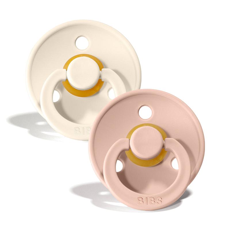 BIBS Colour 2 PACK Ivory/Blush - Round / Natural Rubber Size 1