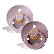 Load image into Gallery viewer, BIBS Colour 2 PACK Dusky Lilac/Heather - Round / Natural Rubber Size 1
