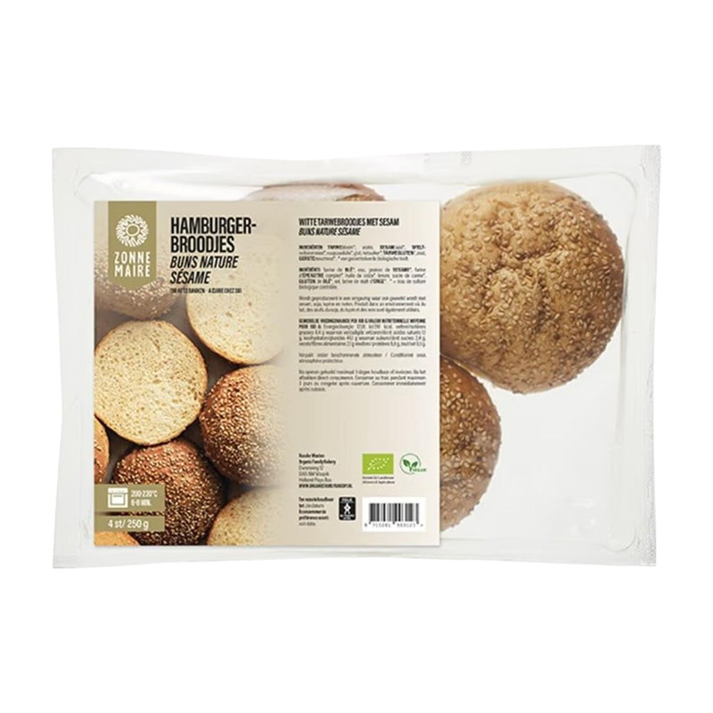 Zonnemaire Organic Burger Buns, 4 x 62g