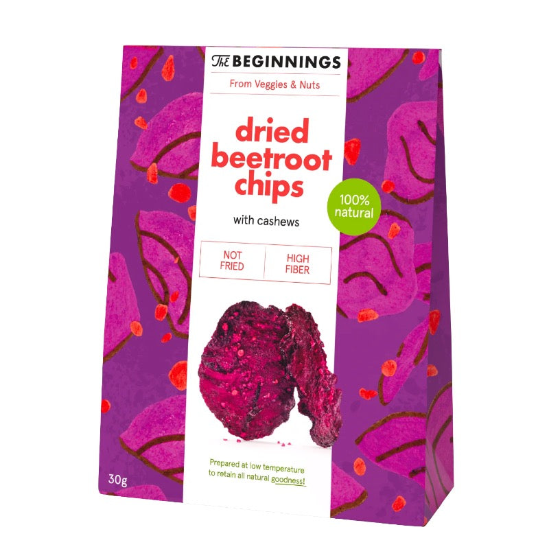 The Beginnings Dried Beetroot Chips With Cashews, 30g