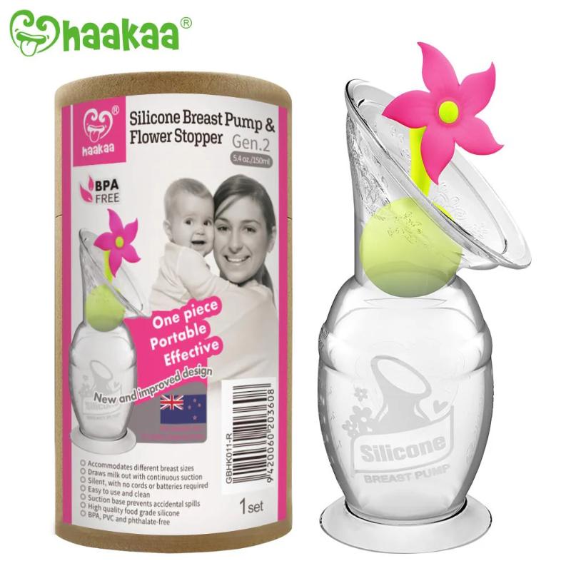 Haakaa Silicone Breast Pump Limited Edition Rose Flower Stopper Combo, 150ml