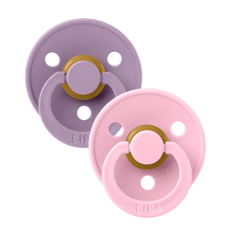 BIBS Colour Lavender & Baby Pink - Round / Natural Rubber, Size 1