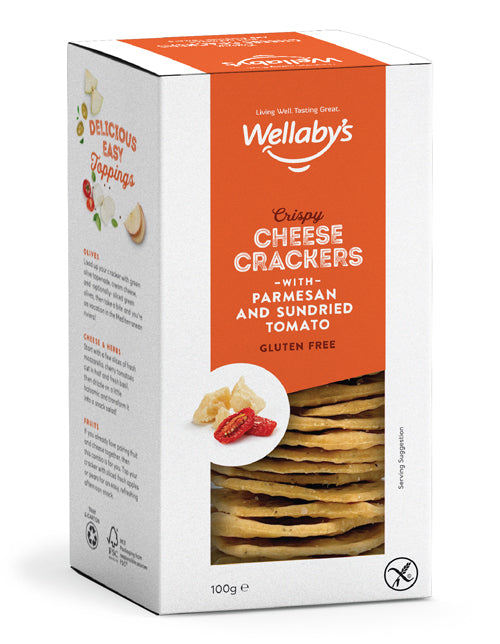 Wellaby's Cheese Crackers Parmesan & Sundried Tomato, 100g