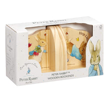 Load image into Gallery viewer, Peter Rabbit Beatrix Potter Wood Bookends
