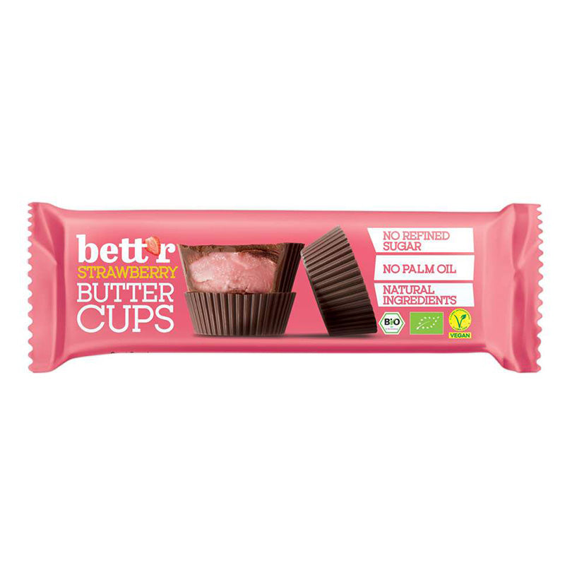 Bett'r Organic Butter Cups Strawberry Cream X3, 13g