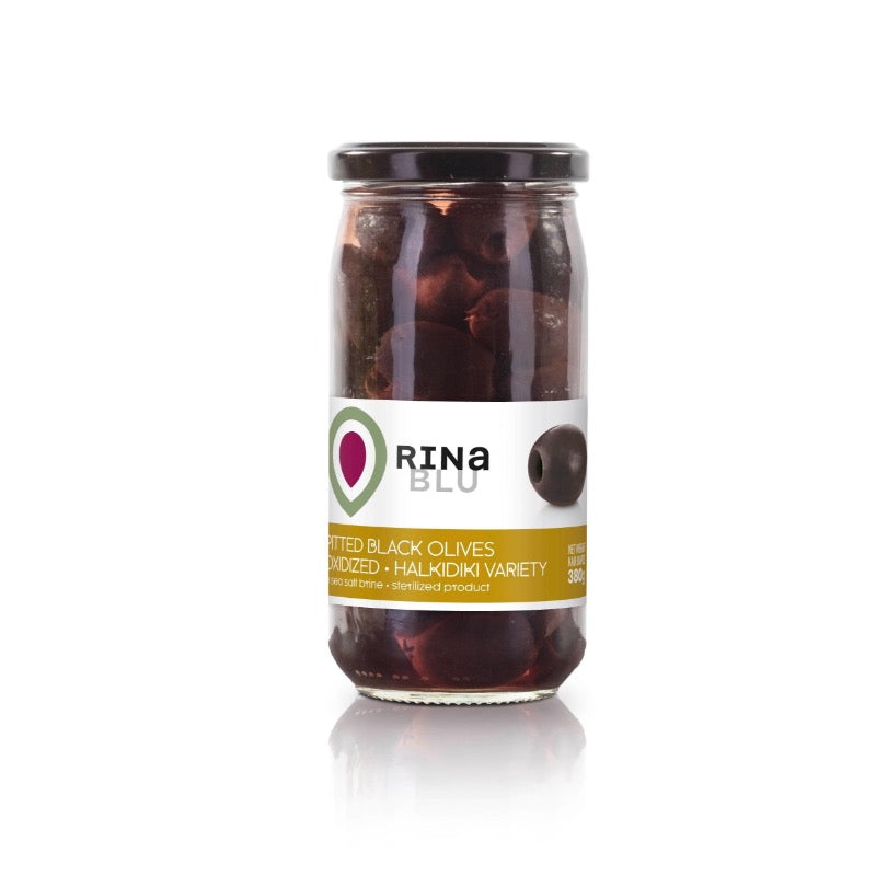 Rina Blu Black Oxidized Olives Pitted, 590g