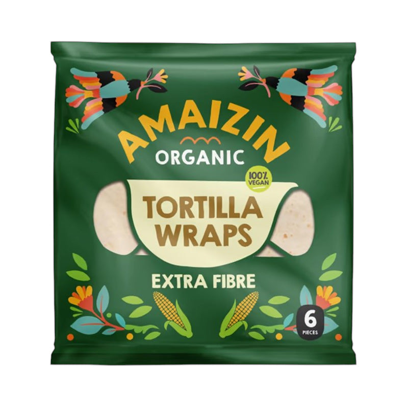 Amaizin Organic Extra Fiber Tortilla Wraps, 6-pack