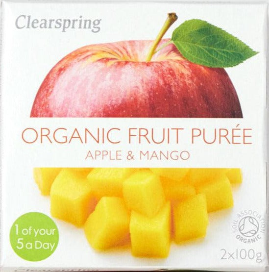 Clearspring Organic 100% Fruit Purée Apple & Mango, 100g X 2