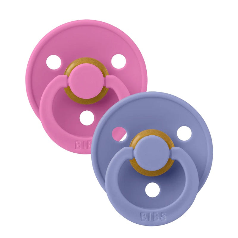 BIBS Colour 2 PACK Bubblegum & Peri - Round / Natural Rubber, Size 1