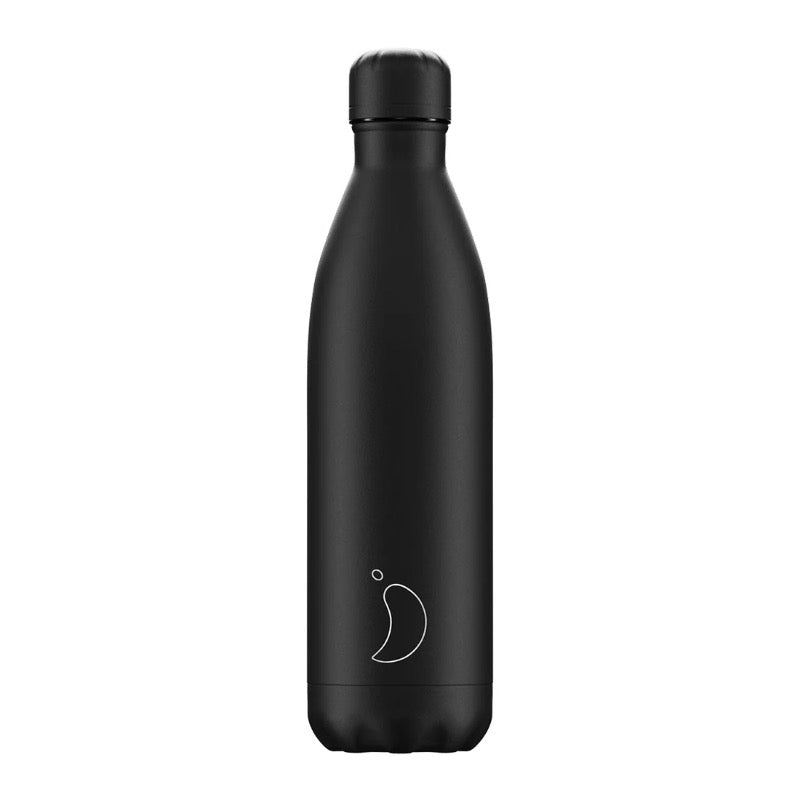 Chilly's Reusable Water Bottle Black, 750ml