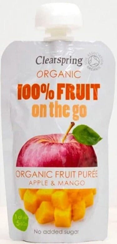 Clearspring Organic 100% Fruit Apple & Mango Purée Pouch, 120g