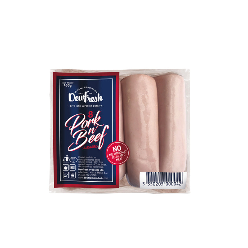 Dew Fresh Pork N' Beef Sausages, 8 x 450g
