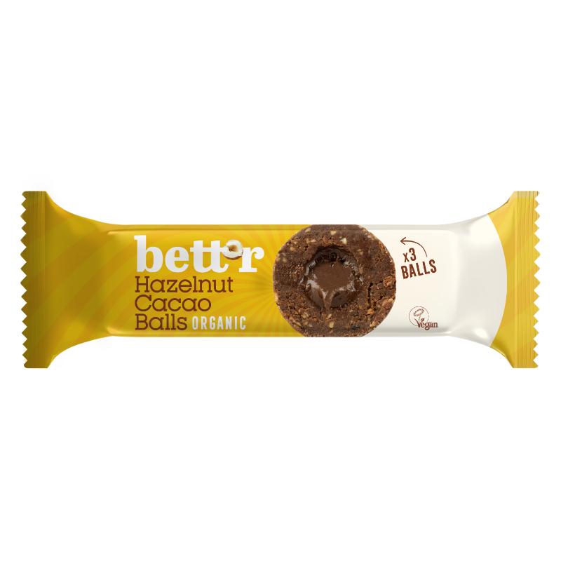 Bett'r Organic Hazelnut Cacao Balls, 3 x 15g
