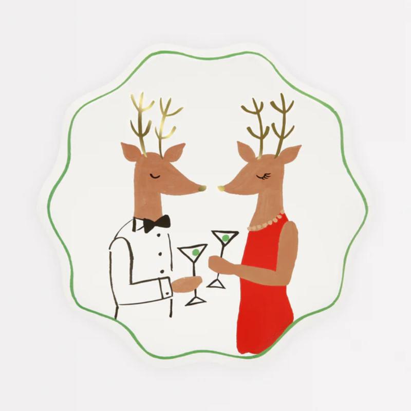 Mr. & Mrs. Reindeer Side Plates, X 8