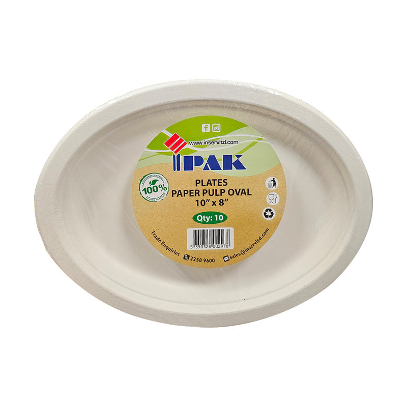 Ipak Plates Paper Pulp Oval, 10