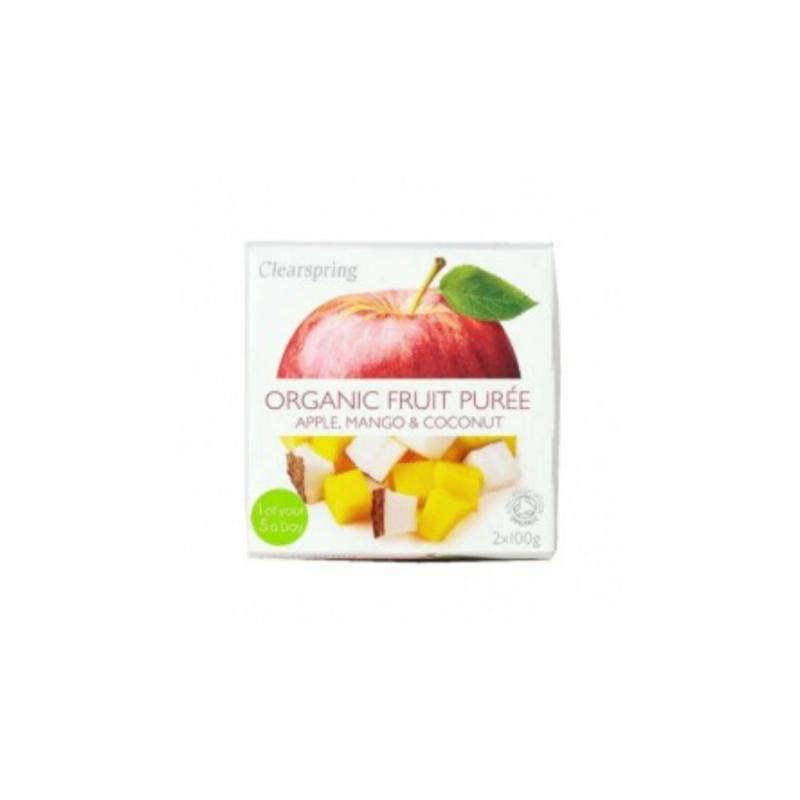 Clearspring Organic 100% Apple, Mango & Coconut Fruit Purée, 2x100g