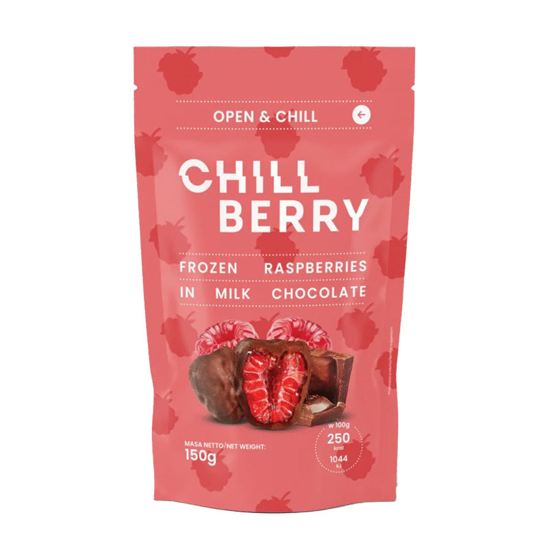Chill Berry Frozen Raspberries Covered In Milk Chocolate, 150g