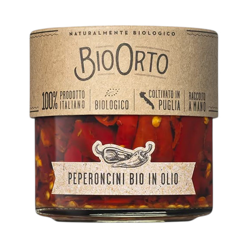 BioOrto Organic Sliced Chilli Peppers In Extra Virgin Olive Oil, 212ml