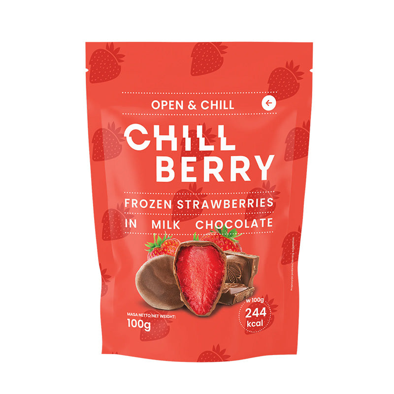 Chill Berry Frozen Strawberries Covered In Milk Chocolate, 150g